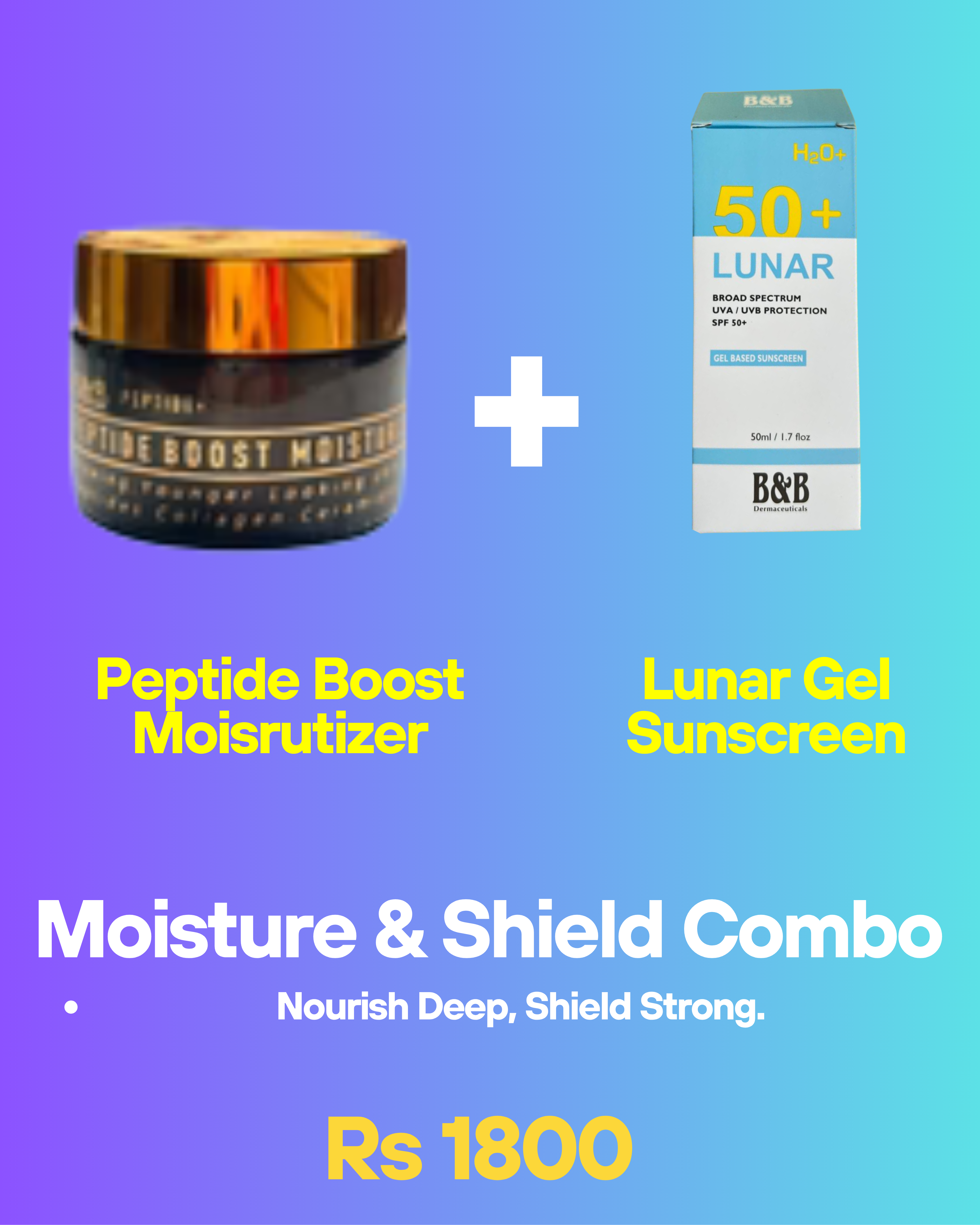 Moisture & Shield Combo Lunar Gel Sunscreen + Peptide Boost Moisturiser bundle