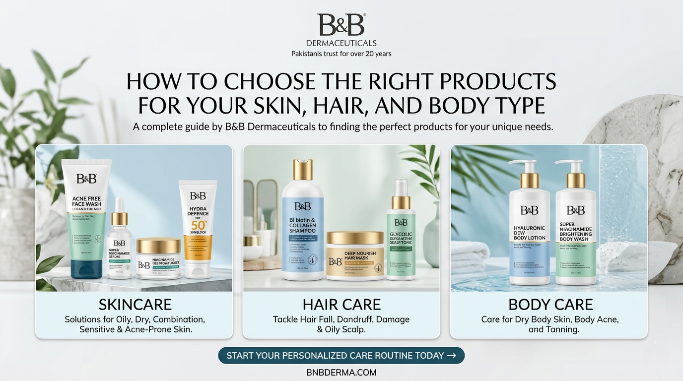 Learn how to choose the best skincare, hair care, and body care products for your skin, hair, and body type with expert guidance.