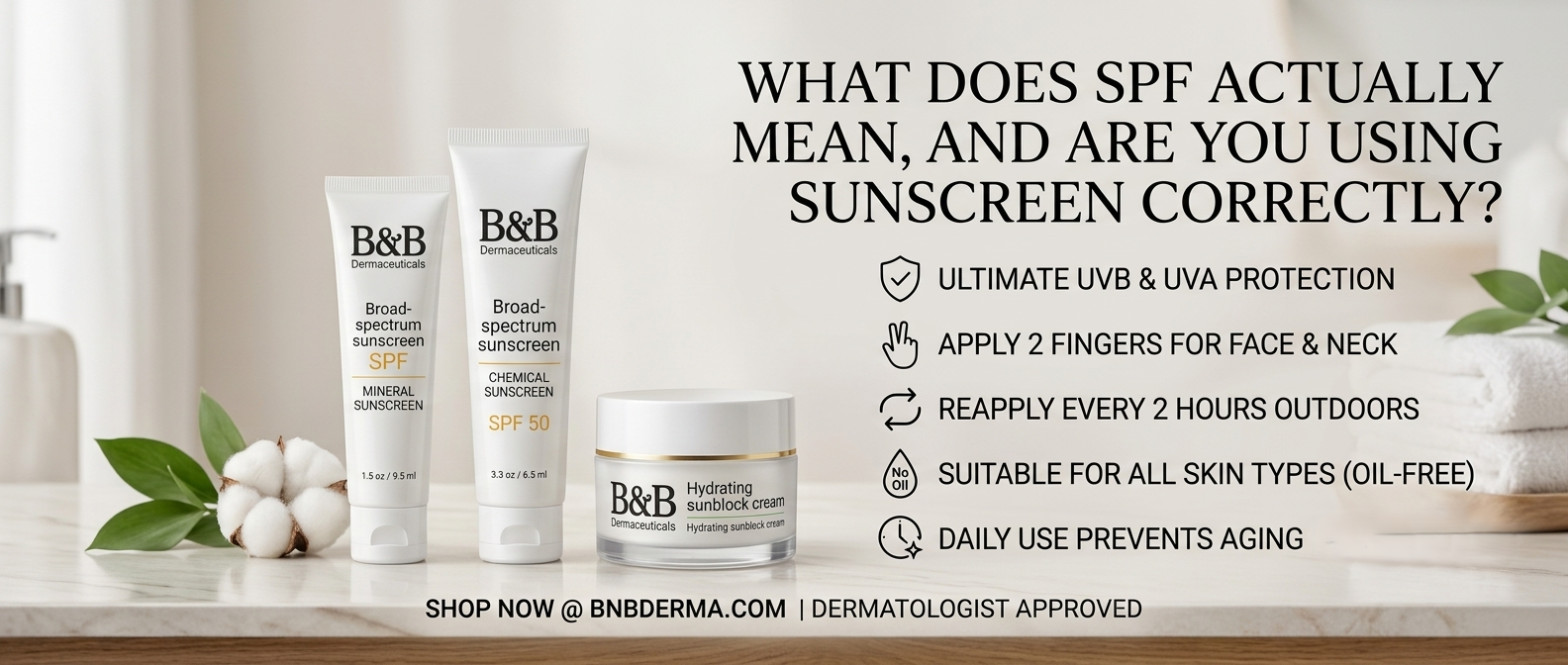 Confused about SPF numbers? Learn what SPF actually means, UVA vs UVB, how much sunscreen to apply & common mistakes. Shop dermatologist approved sunscreen in Pakistan By B&B Derma 
