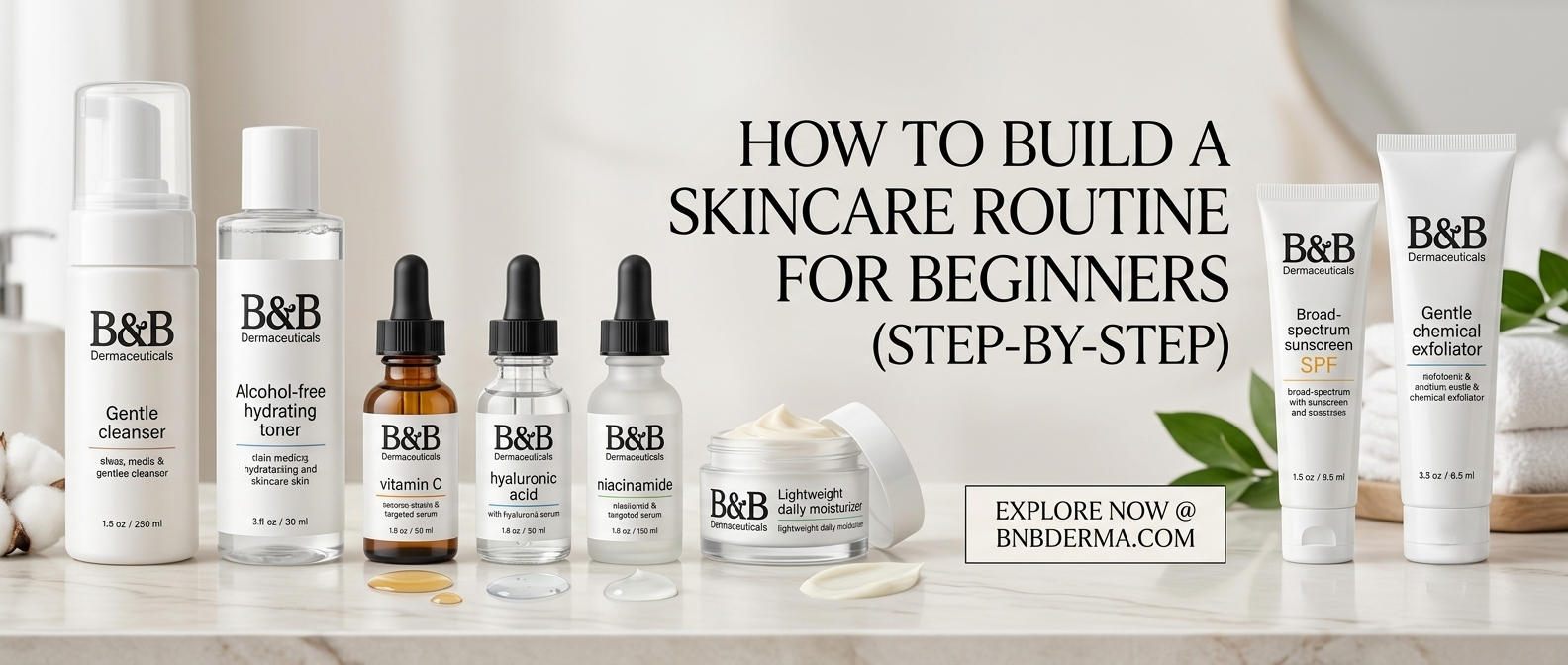 Step-by-step skincare routine for beginners guide by B&B Derma 