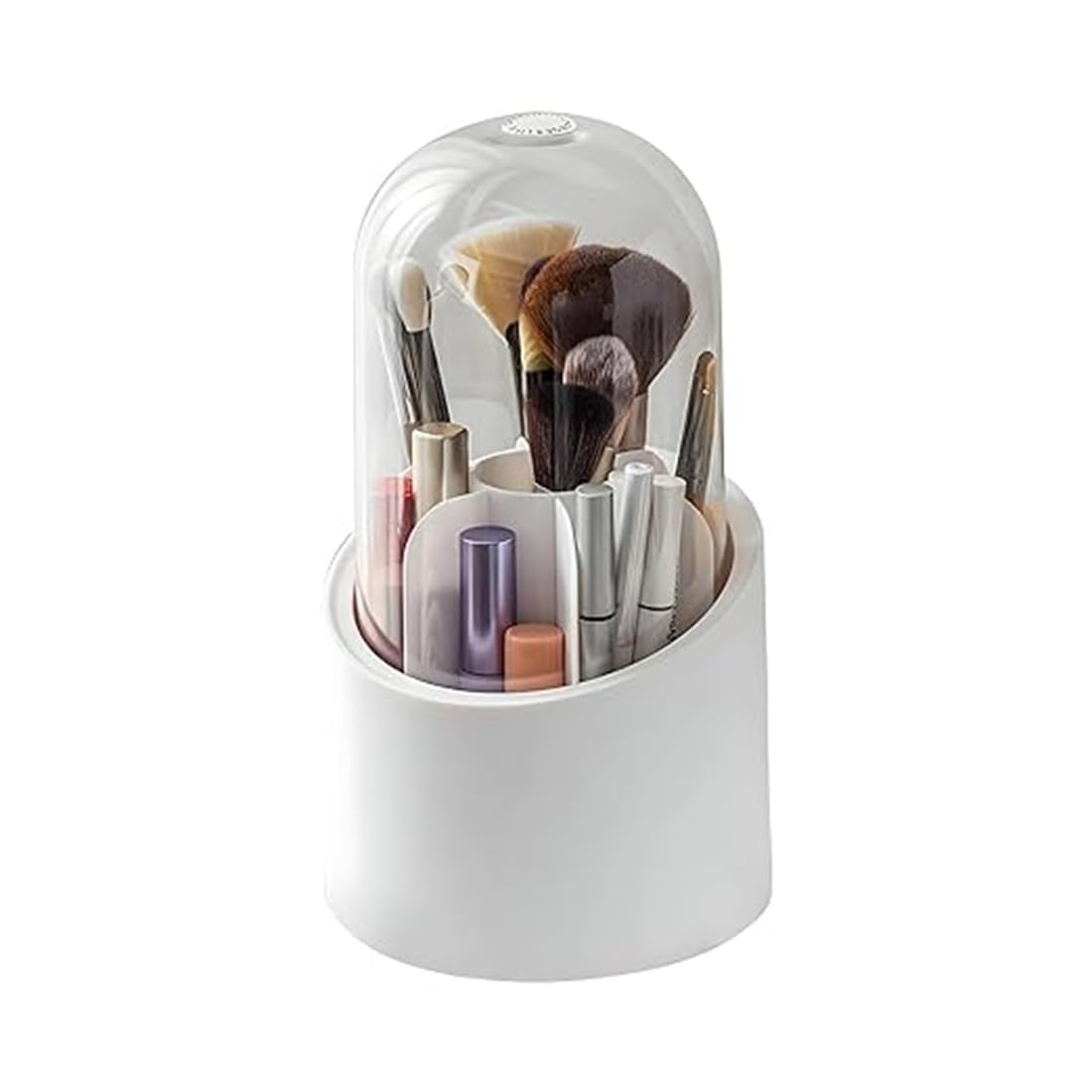 Makeup Brushes & Cosmetic Organizer with Lid Rotating Storage Box