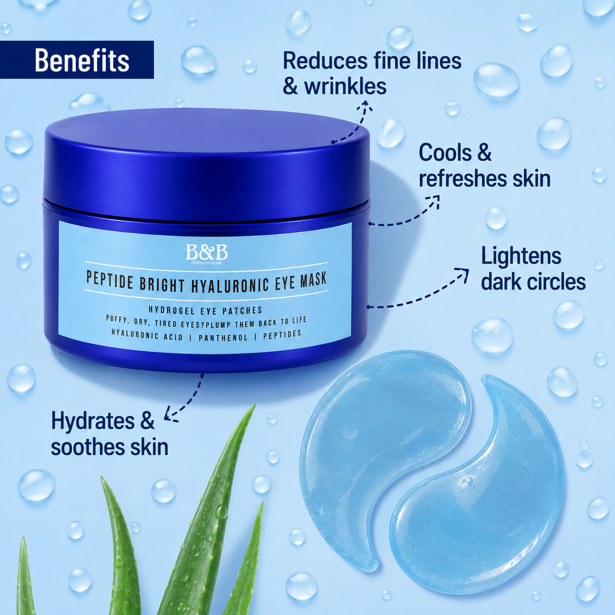 Peptide-Bright Hyaluronic Hydrogel Eye Patches
