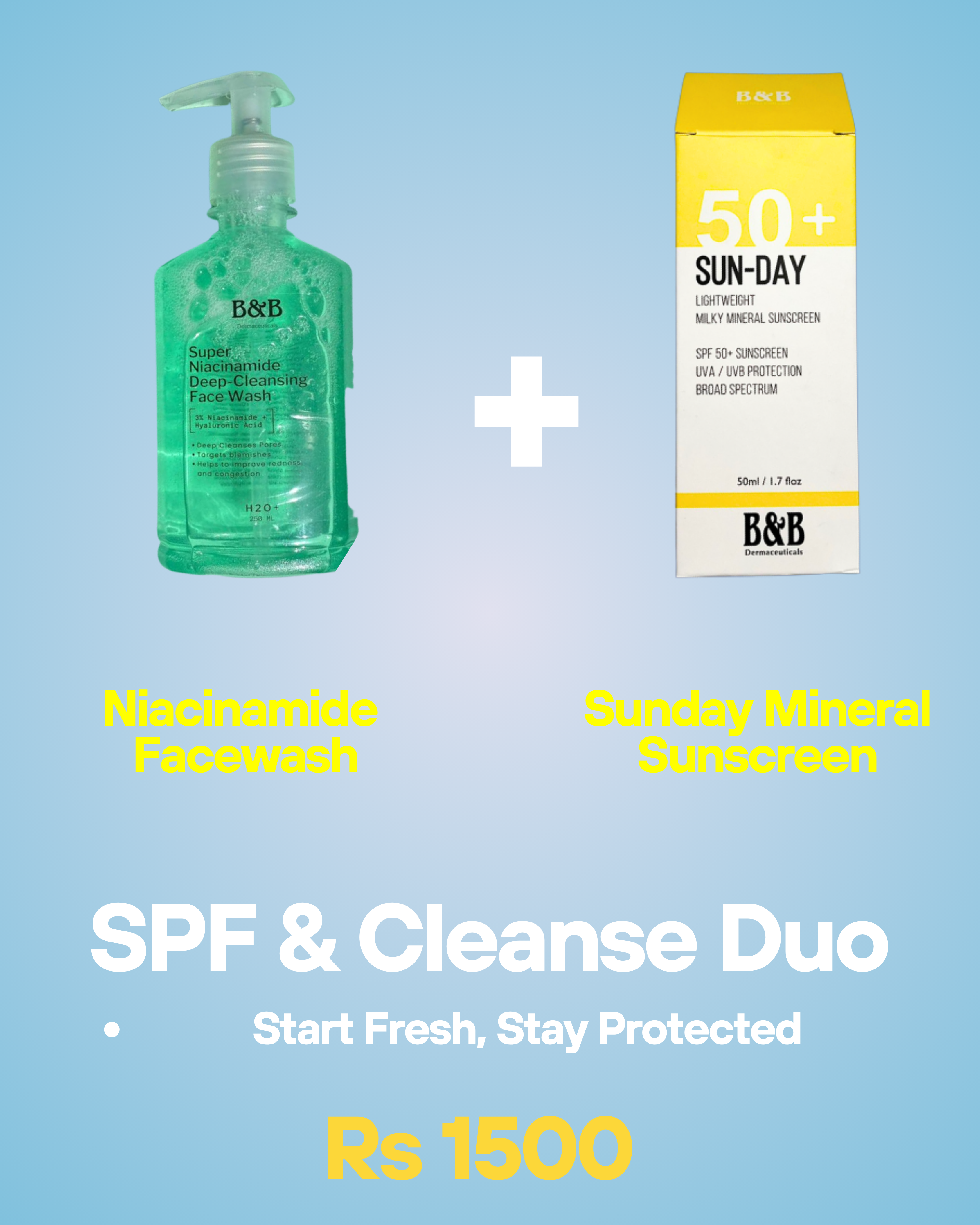Sunday Mineral Sunscreen + Niacinamide Facewash Bundle