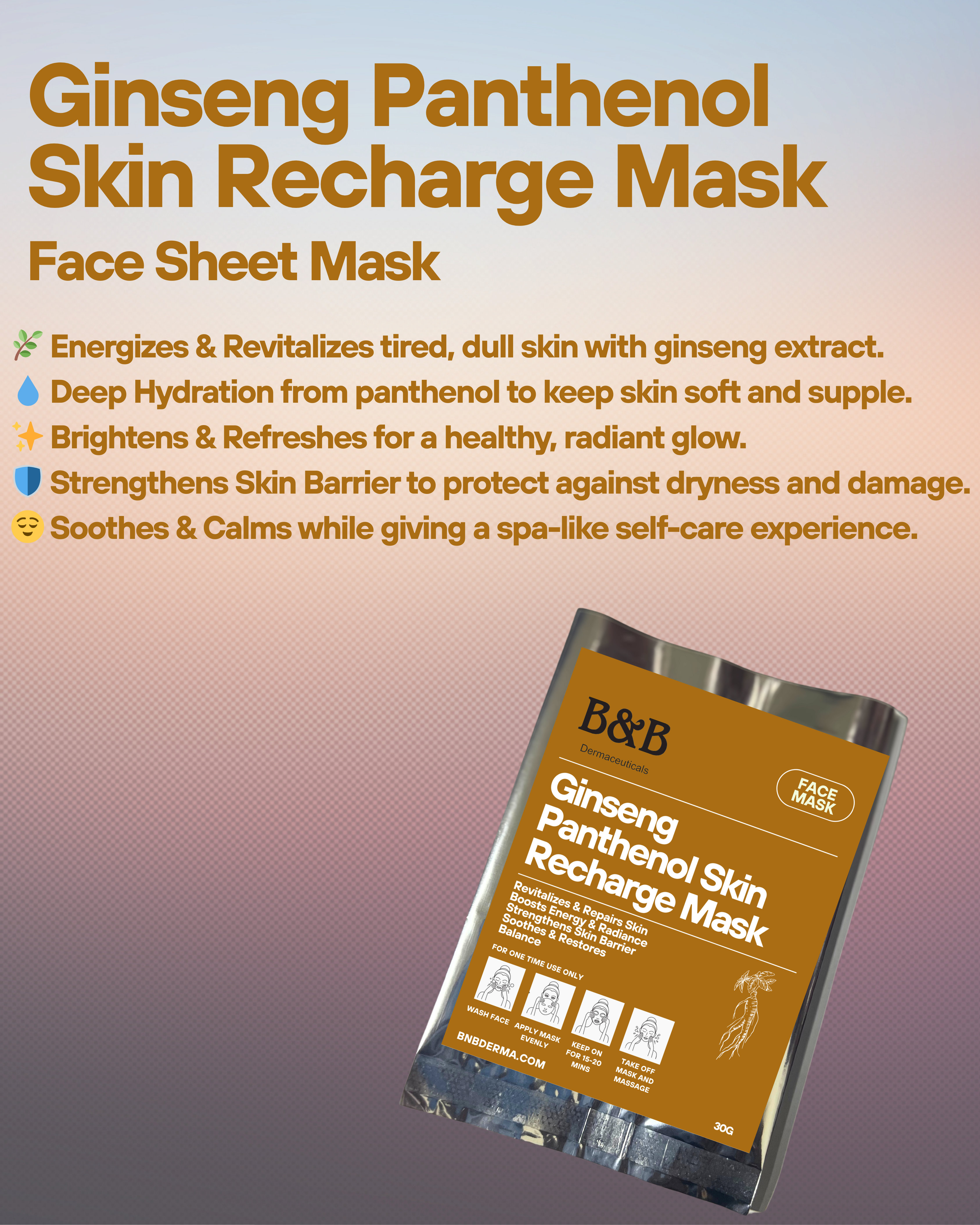 Ginseng Panthenol Skin Recharge Mask Face Sheet Mask