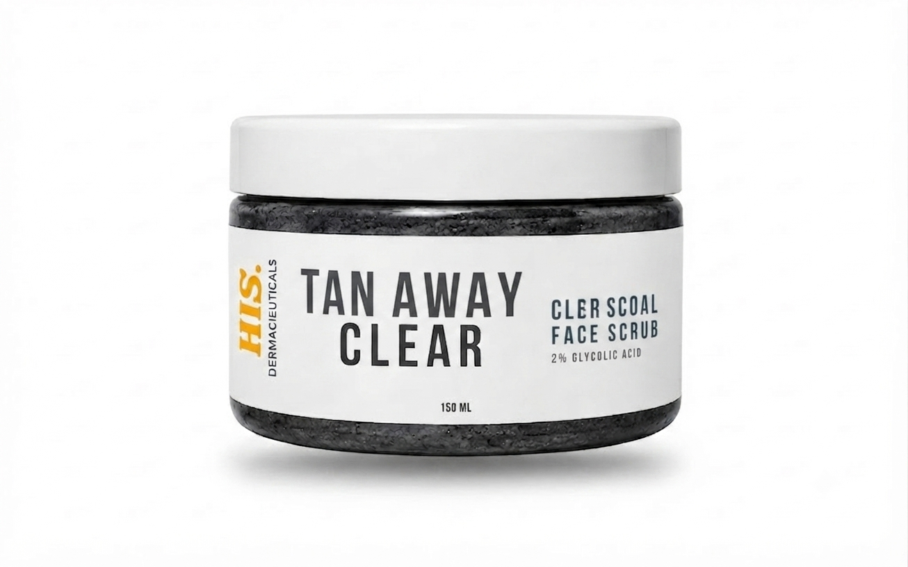 HIS Derma Tan Away Charcoal Face Scrub For Men (2% Glycolic Acid)