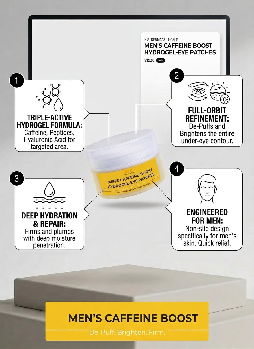 HIS DERMA MEN'S CAFFEINE BOOST EYE PATCHES