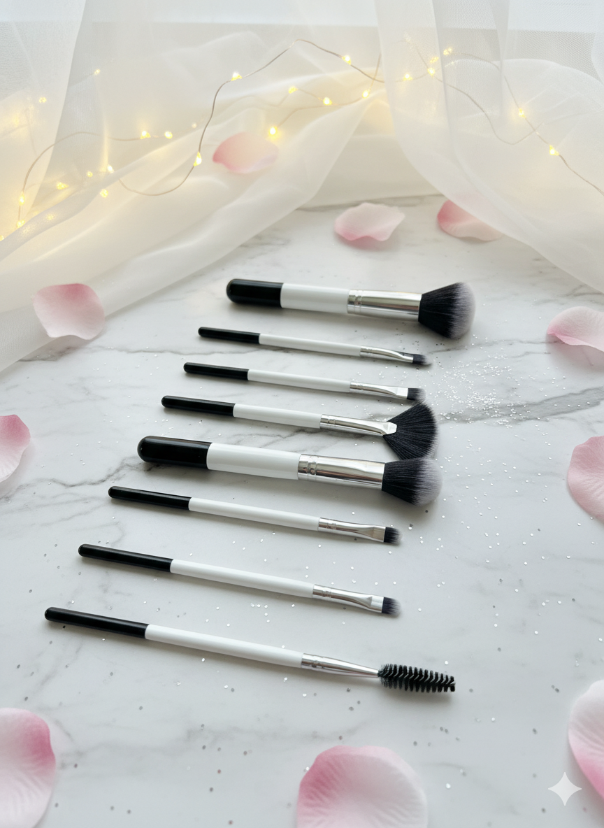 8 Pcs High Quality Mini Makeup Brush Set - Essential for Beginners
