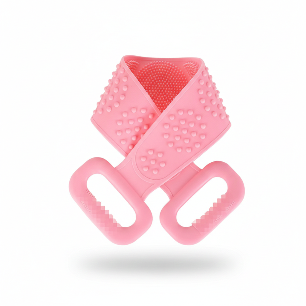 Silicone Back Scrubber for Shower, Dual-Sided Back Washer Exfoliator Strap for Cleaning, Exfoliating, and Massaging