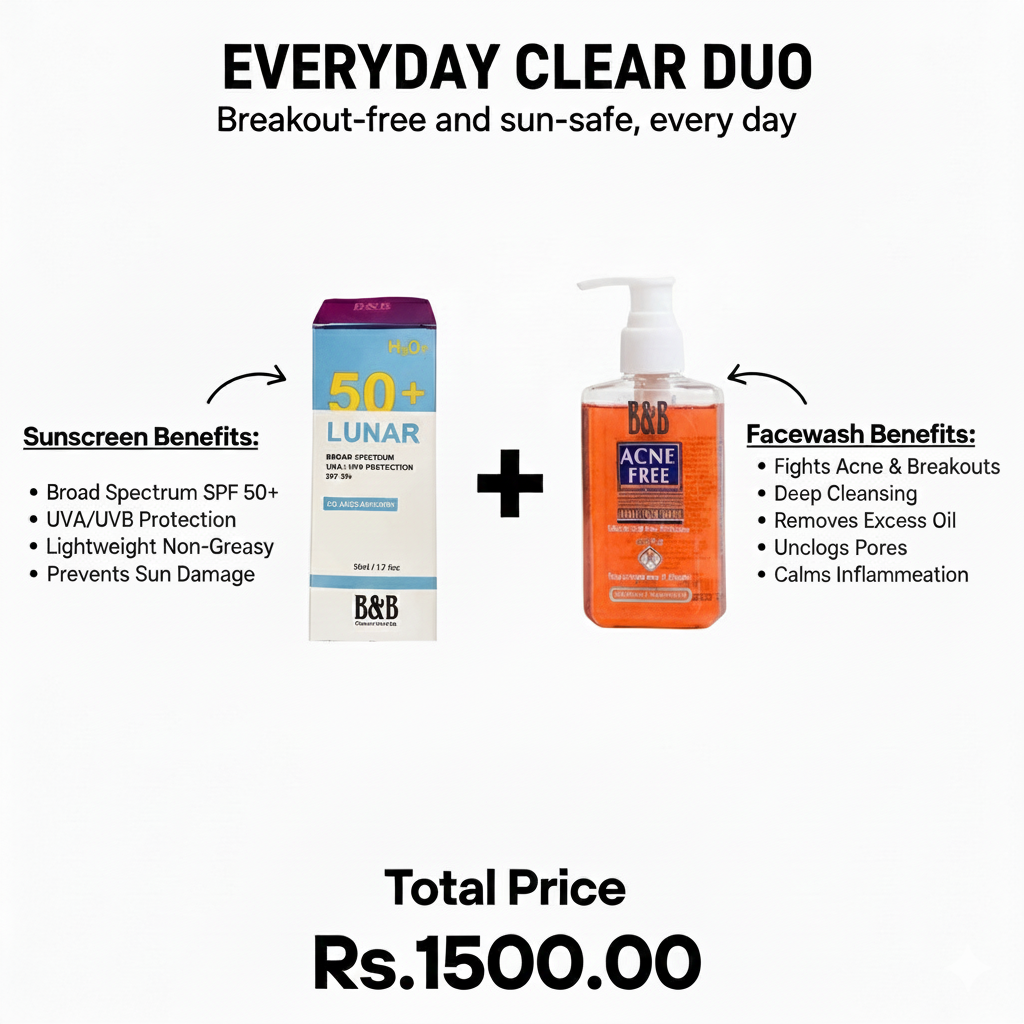 Everyday Clear Duo (Lunar Gel Sunscreen + Acne Free Facewash Bundle )
