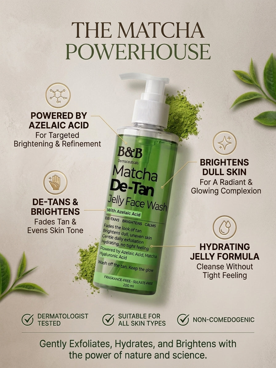 Matcha De-Tan Jelly Face Wash | Azelaic Acid + Green Tea