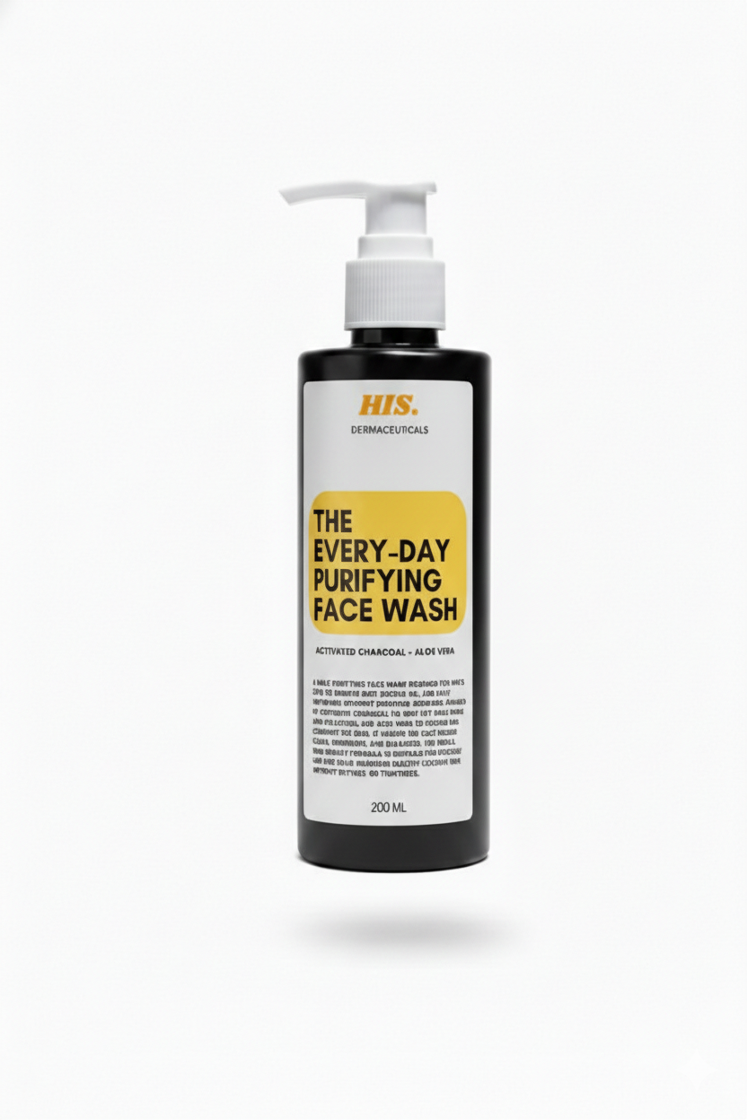 HIS Derma Everyday Charcoal Purifying Face Wash for Men 200ml – Activated Charcoal & Aloe Vera daily detox cleanser for oily skin in Pakistan
