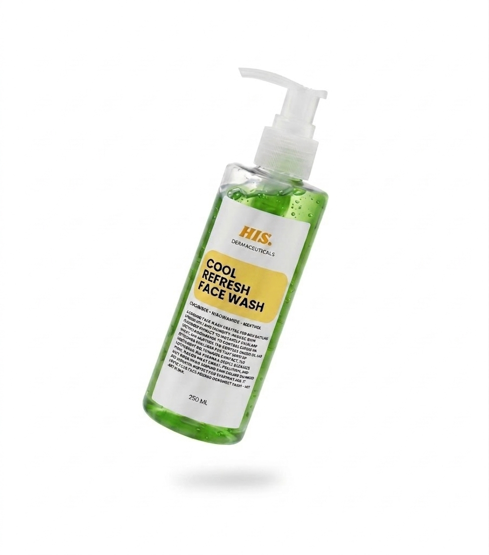HIS Derma Cool Refresh Face Wash for Men 250ml – cooling daily cleanser with Menthol, Cucumber & Niacinamide for oil control in Pakistan