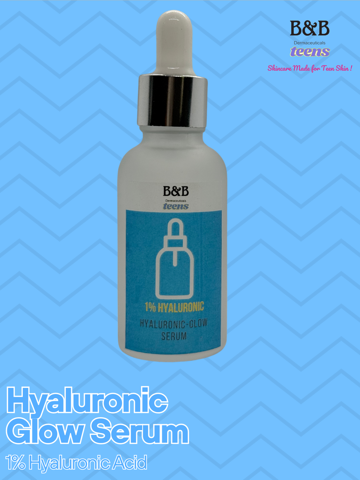 Shop 1% Hyaluronic Acid Teen Serum in Pakistan by B&B Derma for deep hydration, moisture retention, soft smooth skin, and a healthy radiant look