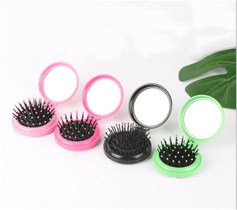 B&B Foldable Pocket Hair Brush with Mirror