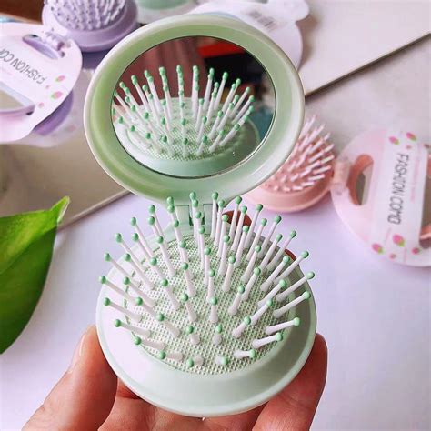 B&B Foldable Pocket Hair Brush with Mirror