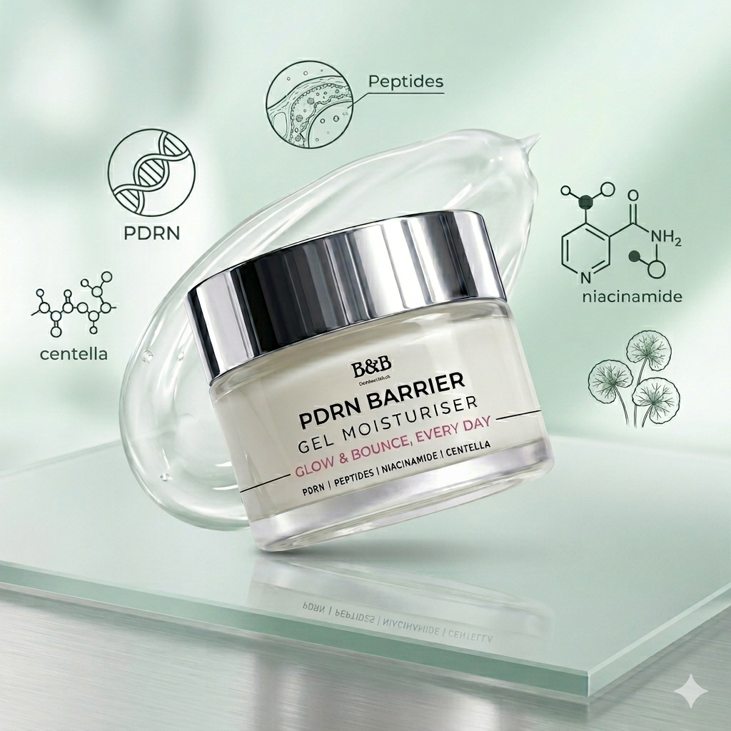 Shop PDRN Barrier Gel Moisturiser in Pakistan by B&B Derma Infused with Polydeoxyribonucleotide to repair, hydrate & strengthen your skin barrier daily. 4