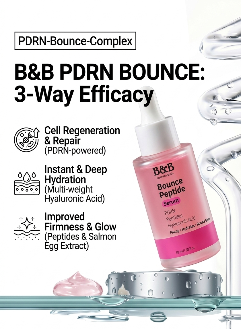 Shop PDRN Bounce Peptide Serum in Pakistan by B&B Dermaceuticals. Repairs skin, boosts collagen & restores bounce. Dermatologist-approved. Order now.