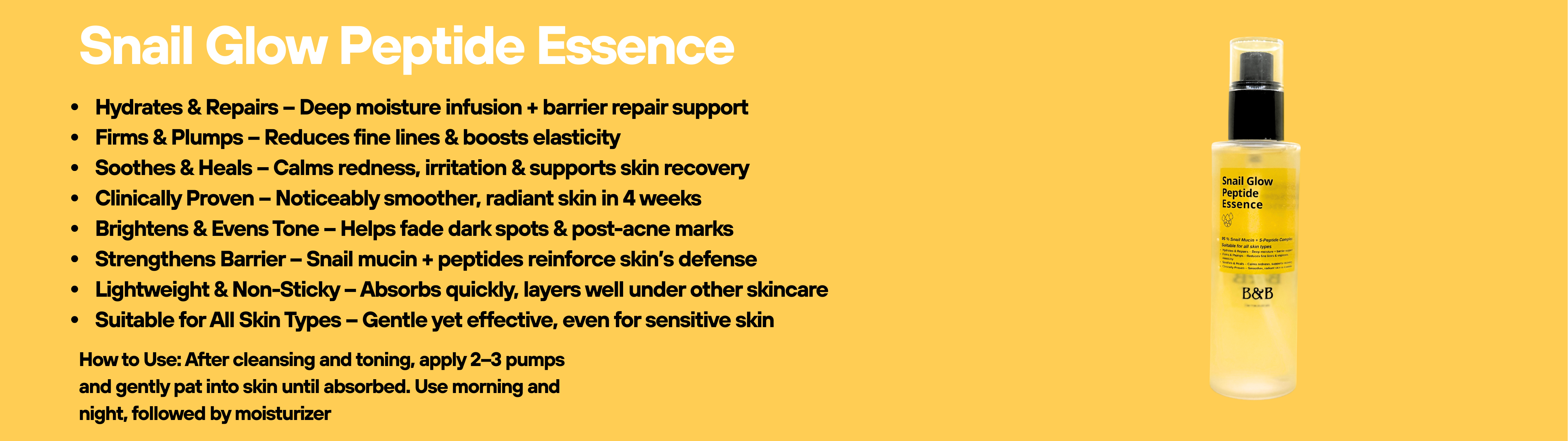 Snail Glow Peptide Essence bottle - BNB Derma 