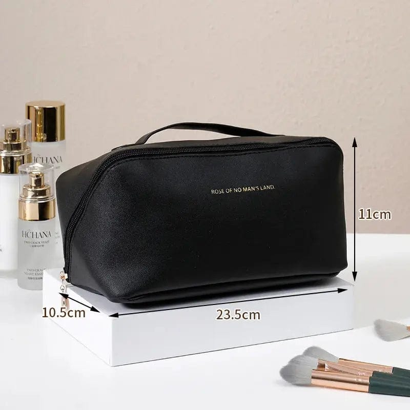 Large-Capacity Leather Travel Cosmetic Pouch Description: