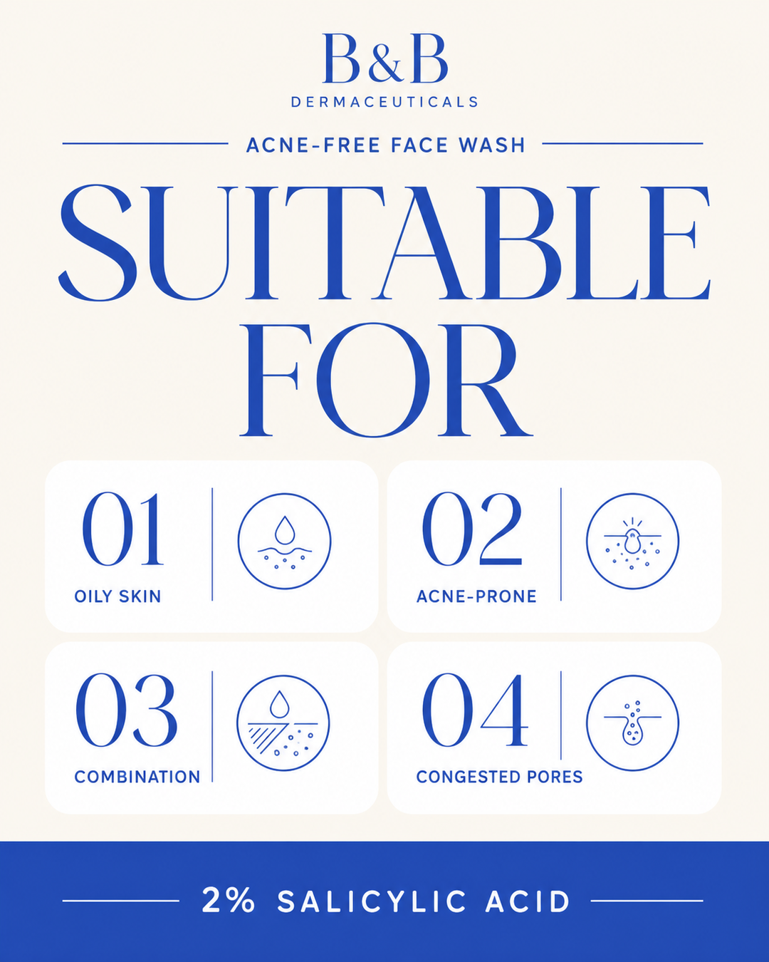 B&B Derma Acne Free Face Wash in Pakistan – 250ml salicylic acid face wash with 2% BHA, Aloe Vera & Green Tea for deep pore cleansing, oil control & acne prevention 4