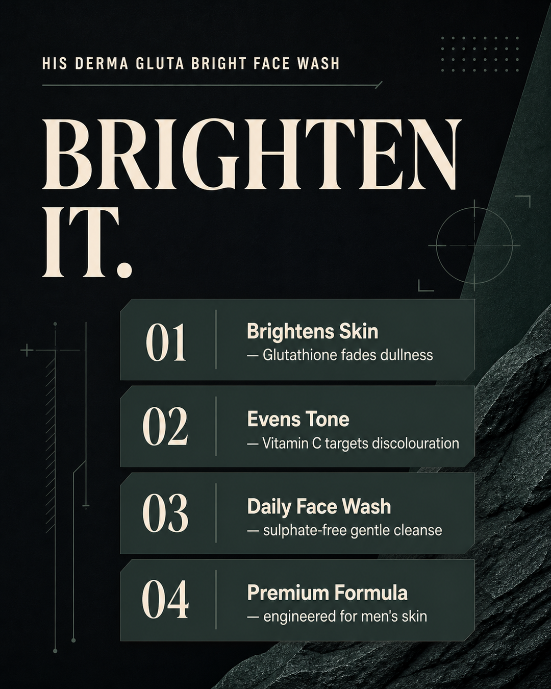 His Derma Gluta Bright Facewash For Men