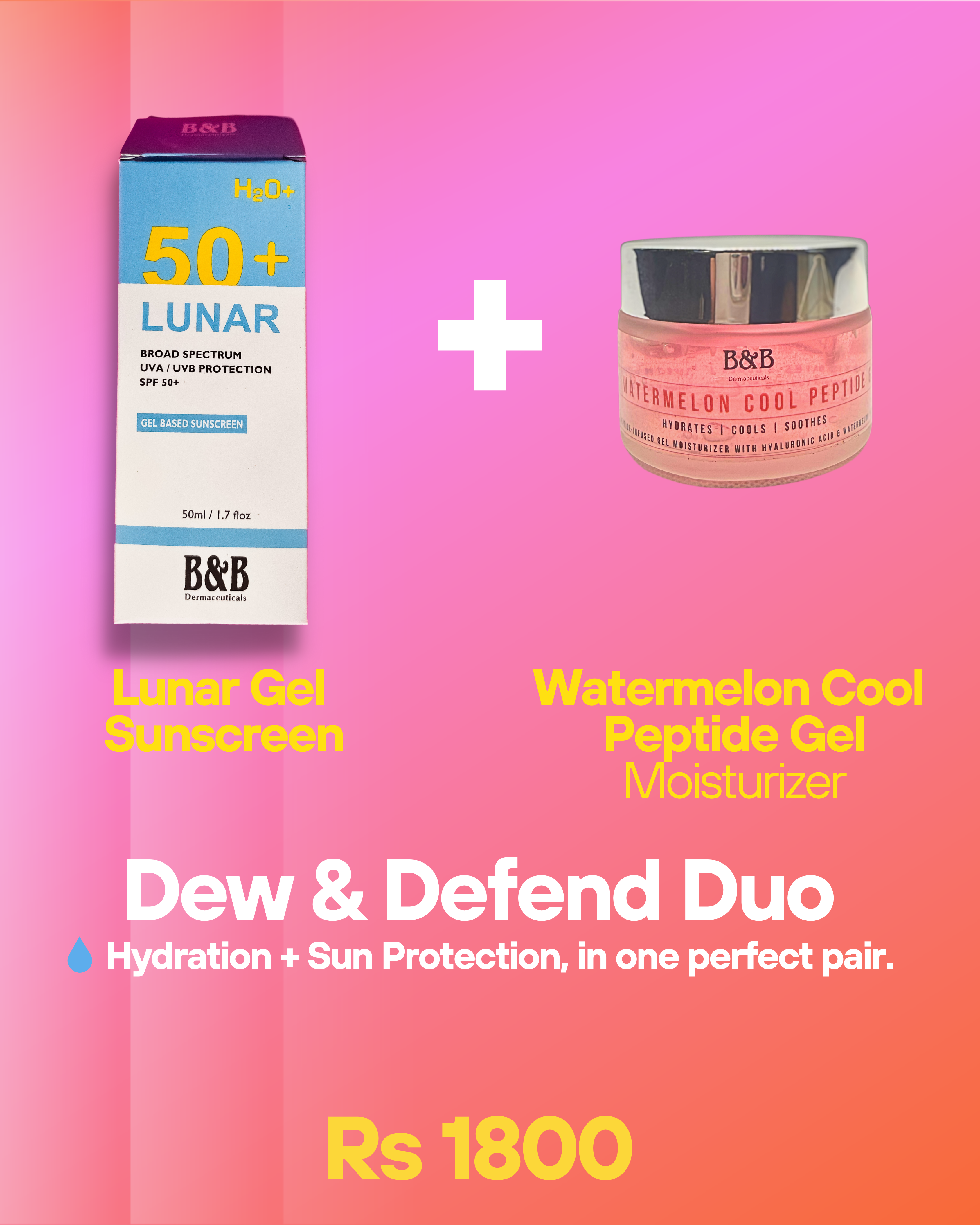 Dew & Defend Bundle ( Lunar Gel Sunscreen + Watermelon Peptide Cooling Gel Moisturizer )