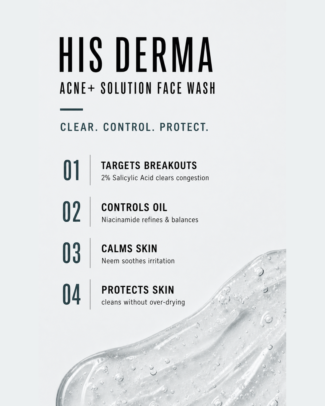 His Derma Acne+ Solution Face Wash For Men