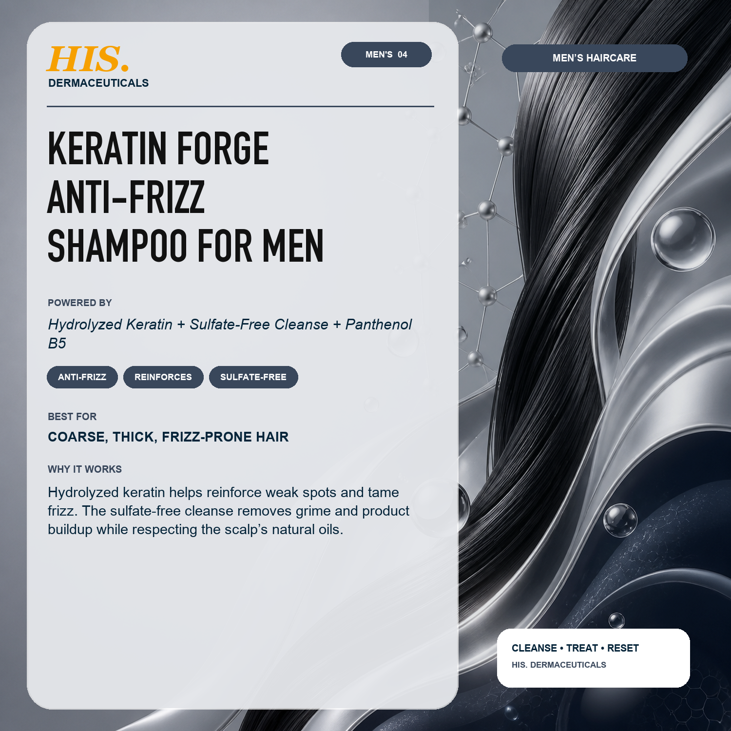 His Derma Keratin Forge Anti-Frizz Shampoo for Men