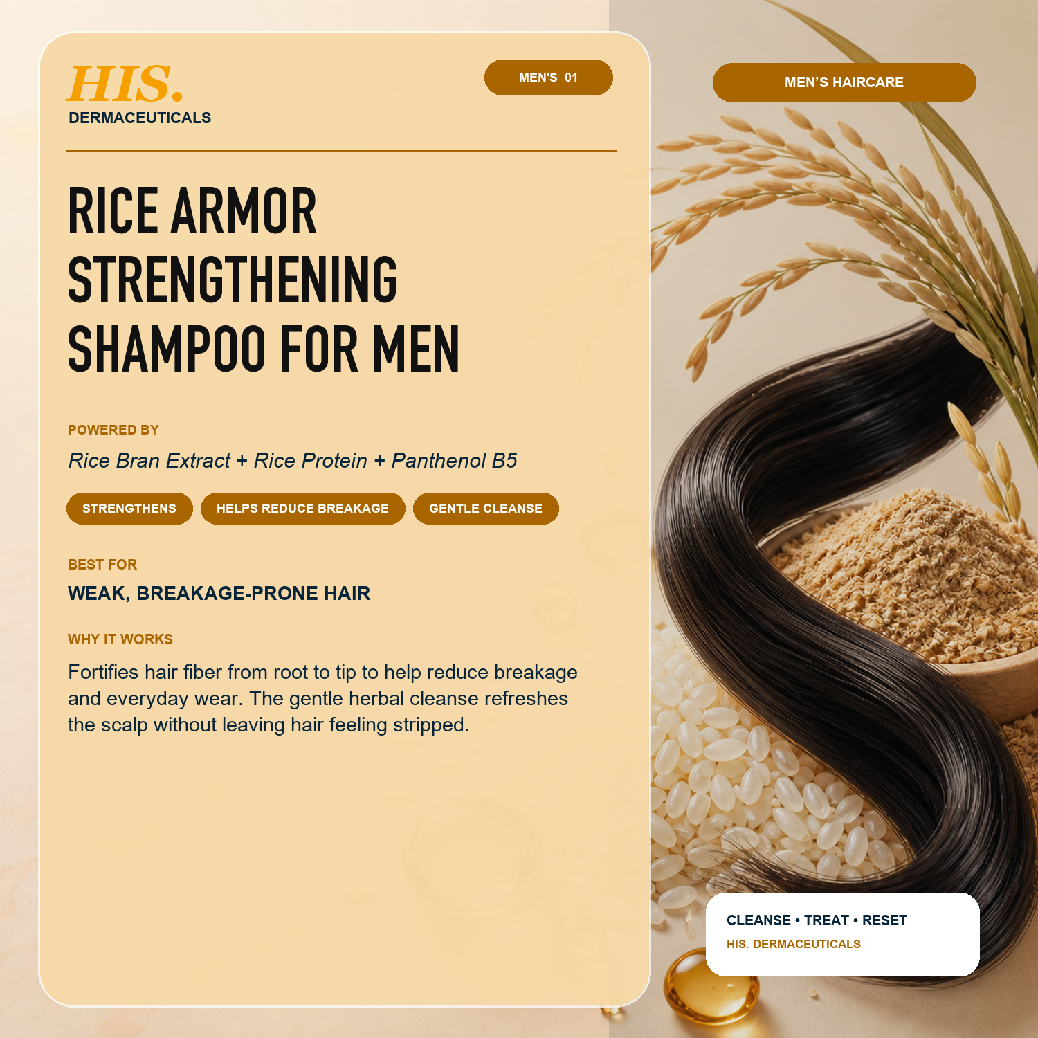 His Derma Rice Armor Strengthening Shampoo for Men