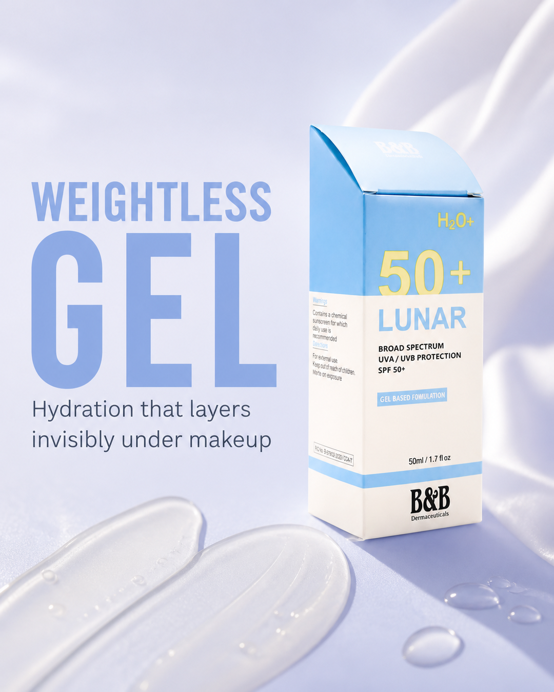 Shop LUNAR Gel Sunscreen SPF 50+ online in pakistan By B&B Derma 3