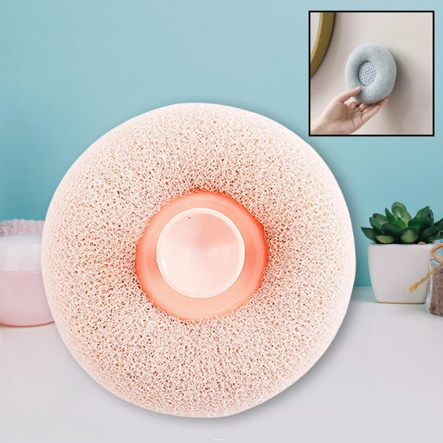 Super Soft Round Bath Sponge with Suction Cup