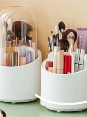 …Makeup Brushes & Cosmetic Organizer with Lid Rotating Storage Box B&B bnbderma.com